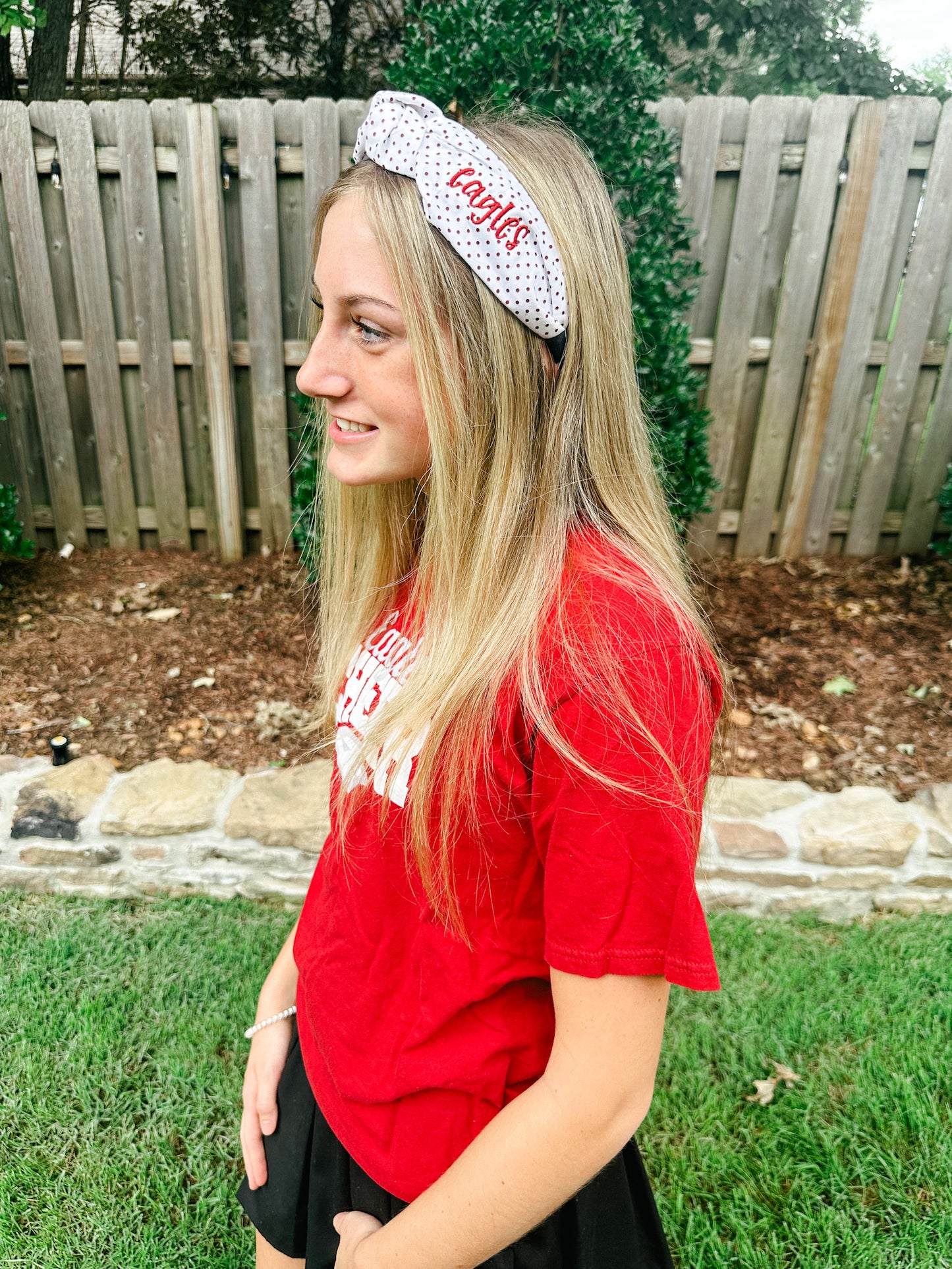 Cardinal Dots w/ Cardinal "eagles" Monogrammed Headband