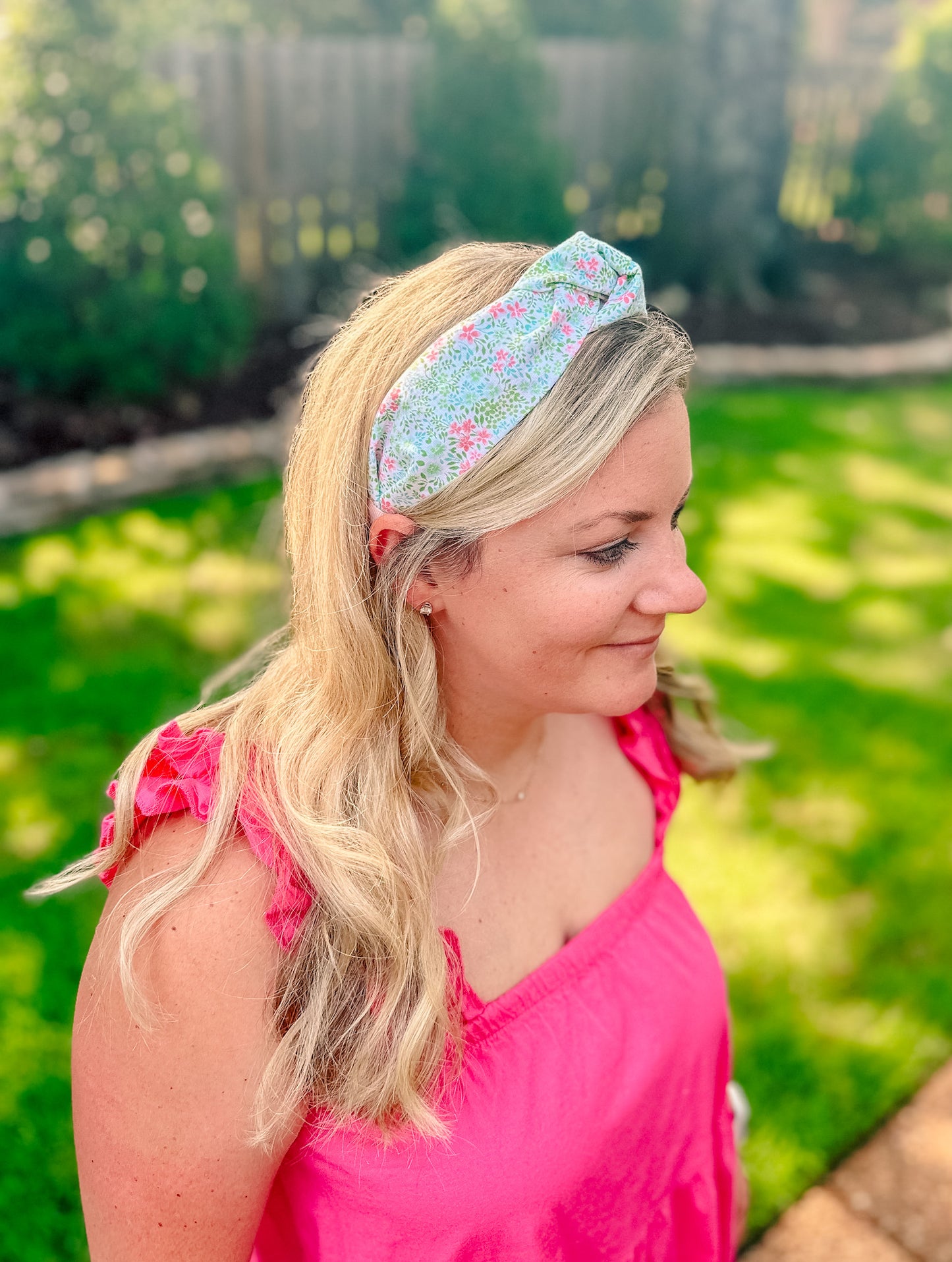 Green & Coral Floral Headband