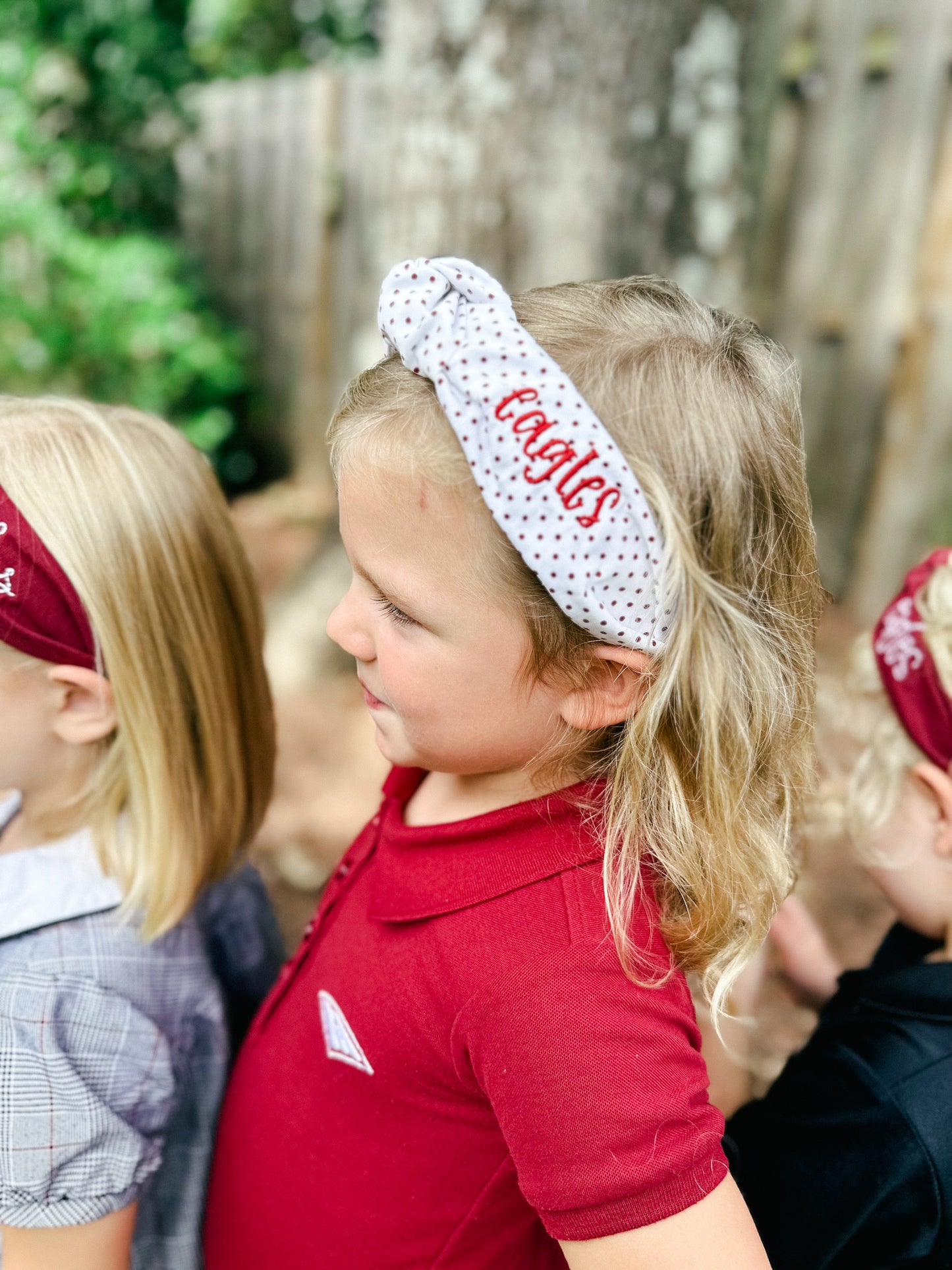Cardinal Dots w/ Cardinal "eagles" Monogrammed Headband