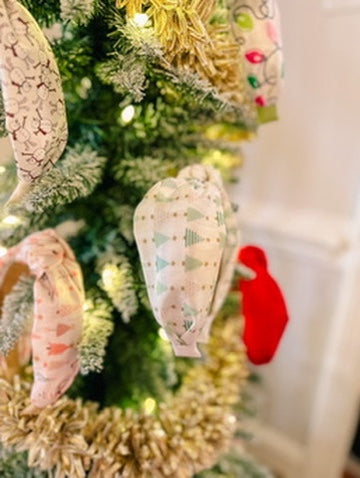 White and Green Christmas Tree Headband
