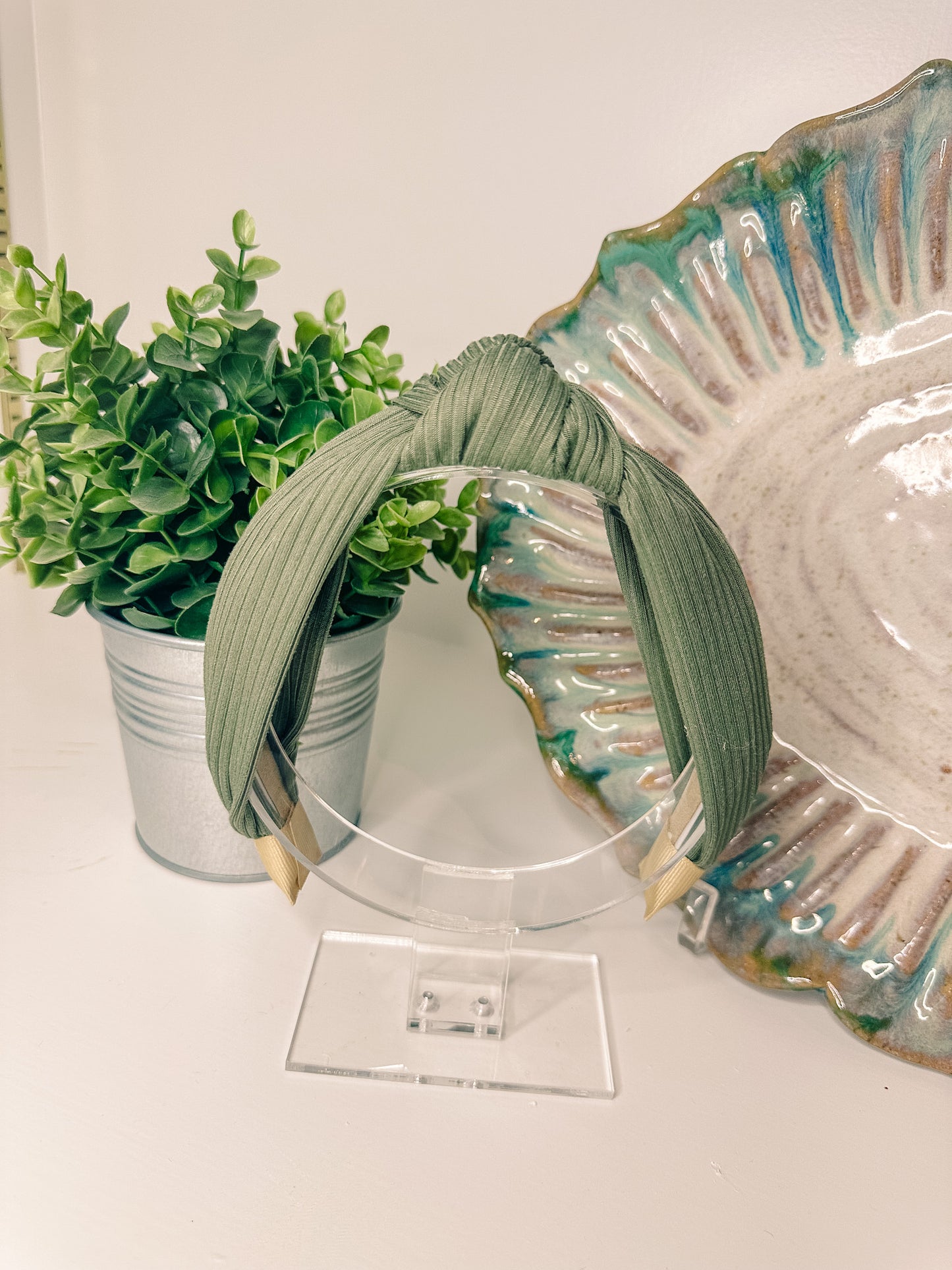 Green Ribbed Headband