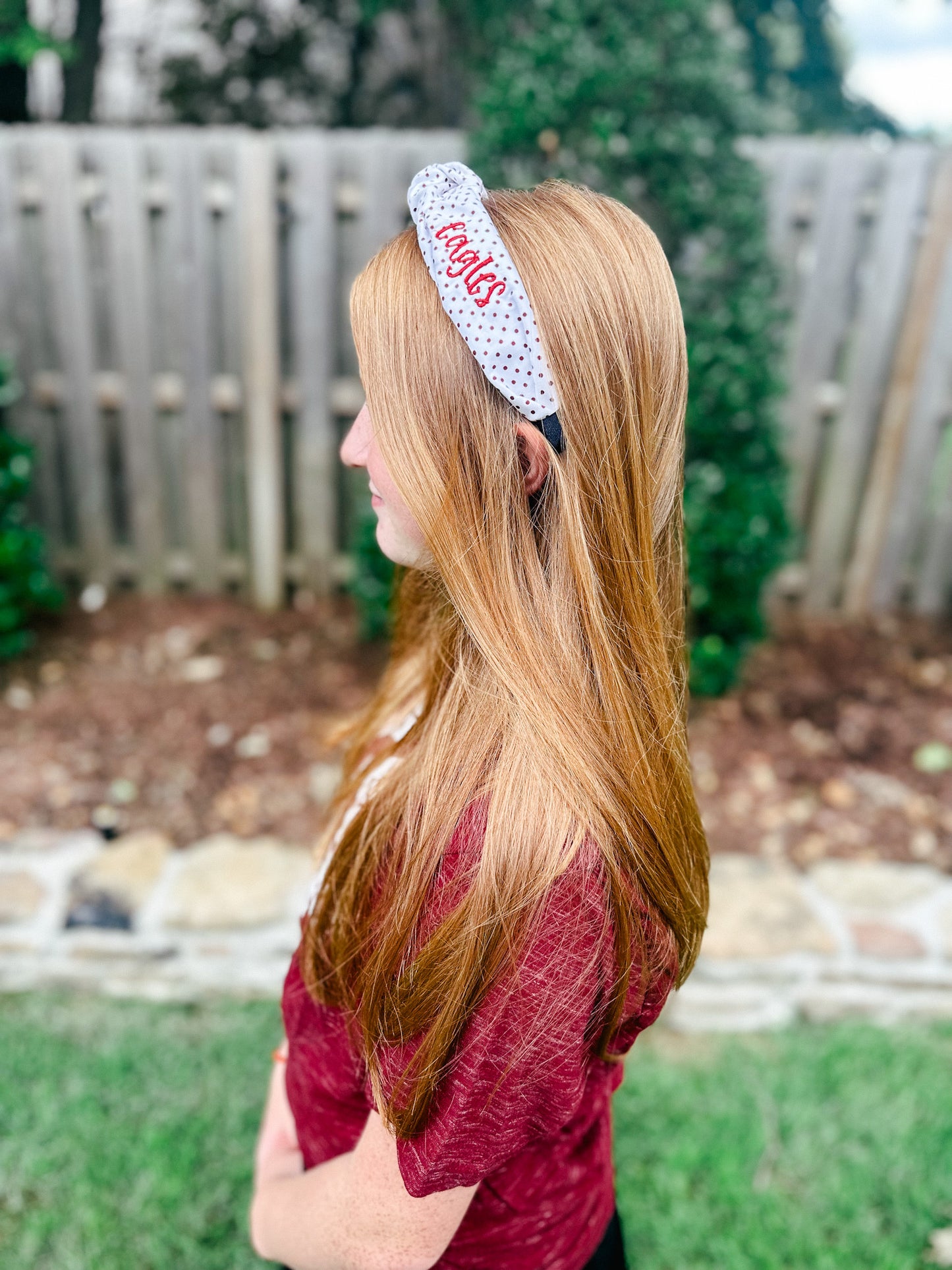 Cardinal Dots w/ Cardinal "eagles" Monogrammed Headband