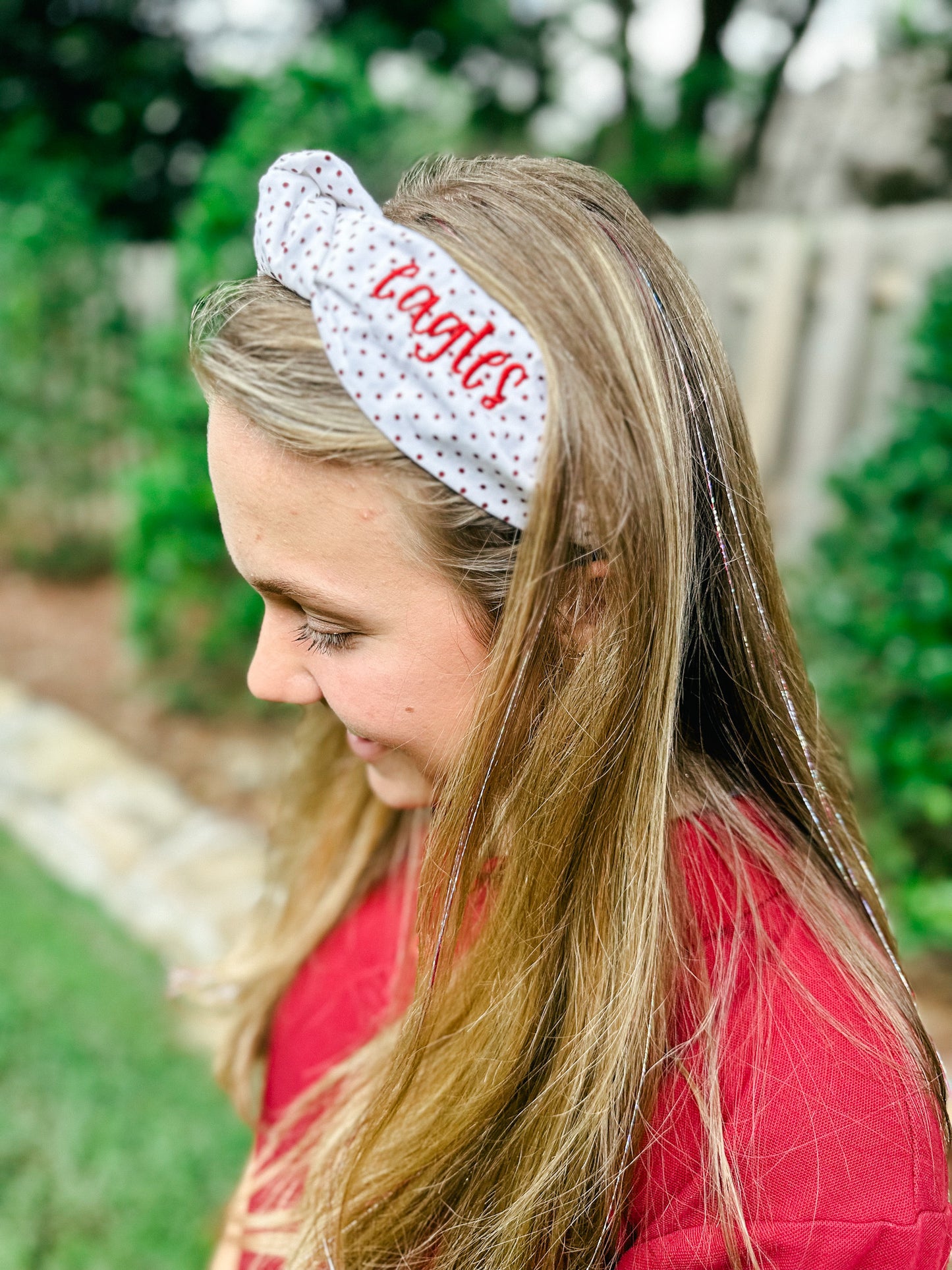 Cardinal Dots w/ Cardinal "eagles" Monogrammed Headband