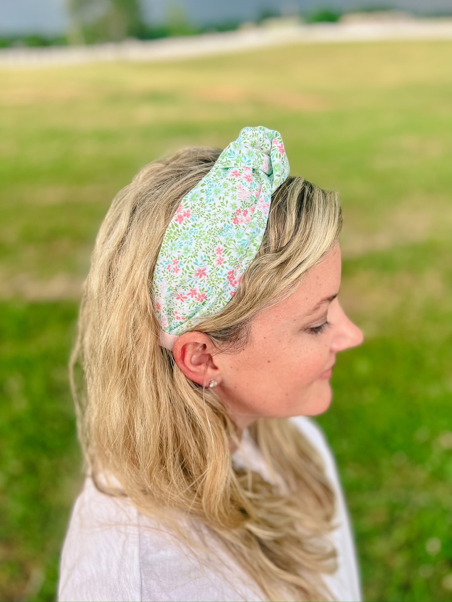 Green & Coral Floral Headband