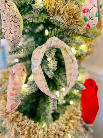 White and Green Christmas Tree Headband