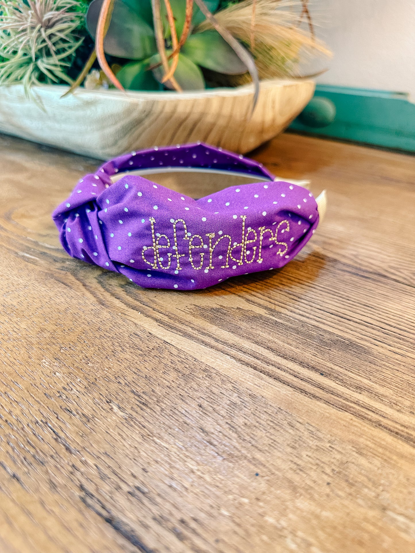 Purple Print w/ Gold "defenders" Monogrammed Headband