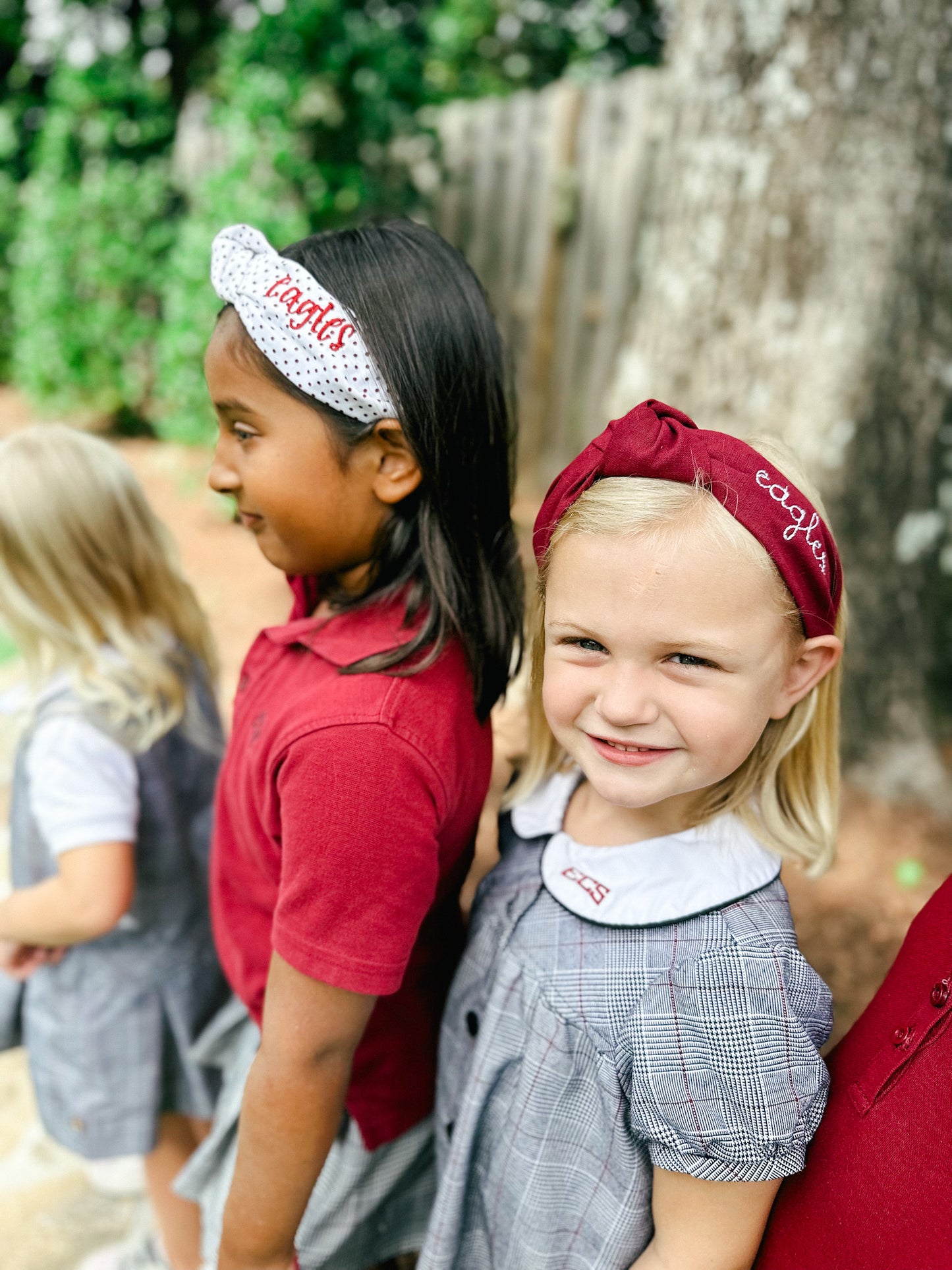 Solid Cardinal w/ White "eagles" Monogrammed Headband