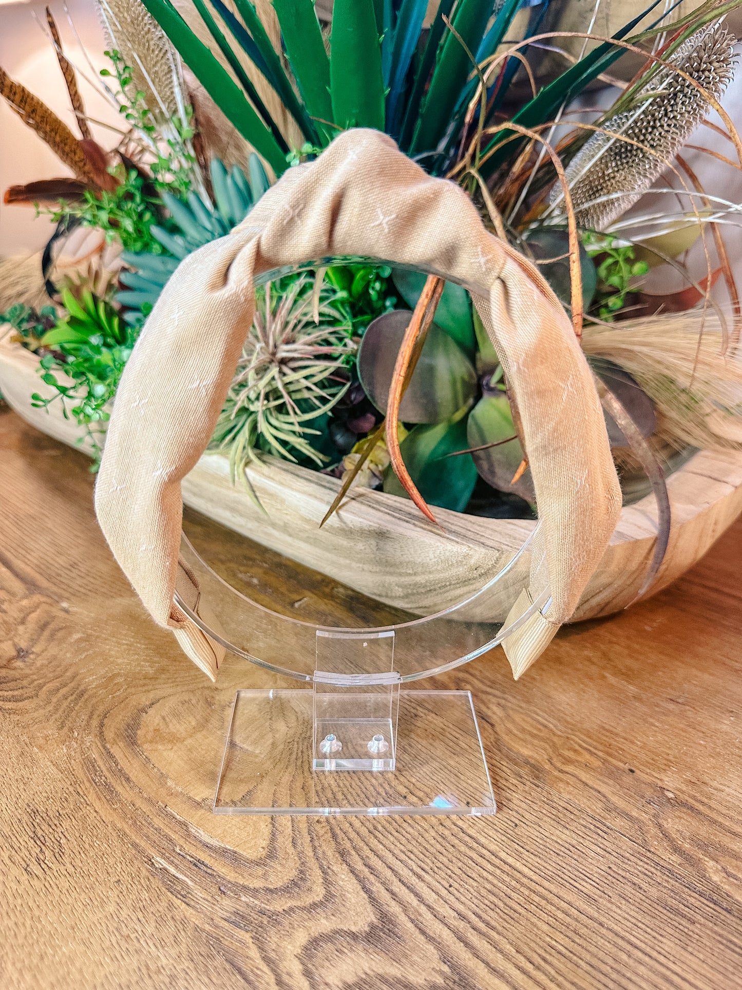 Tan Woven X Headband