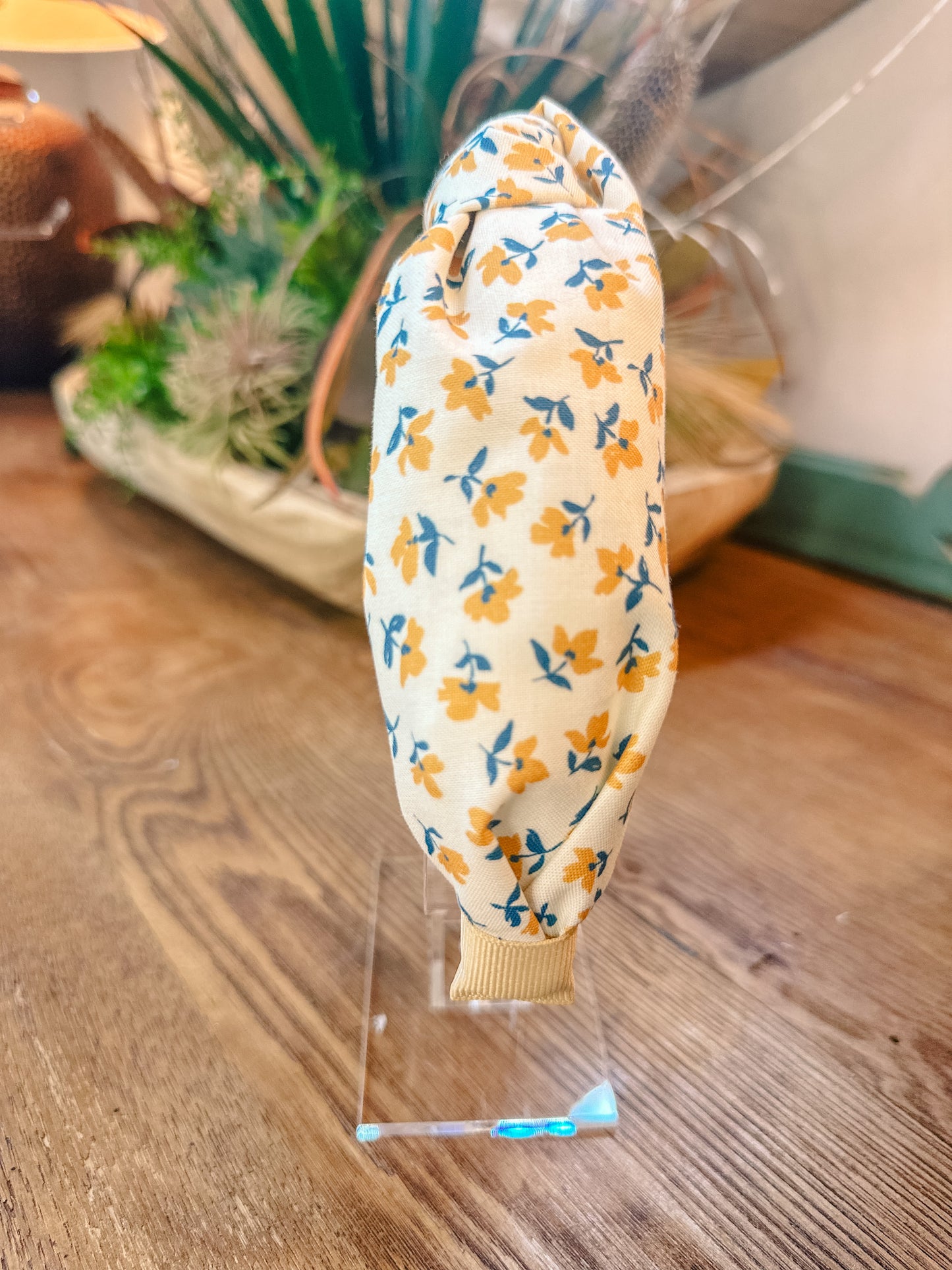 Tan and Blue Floral Headband