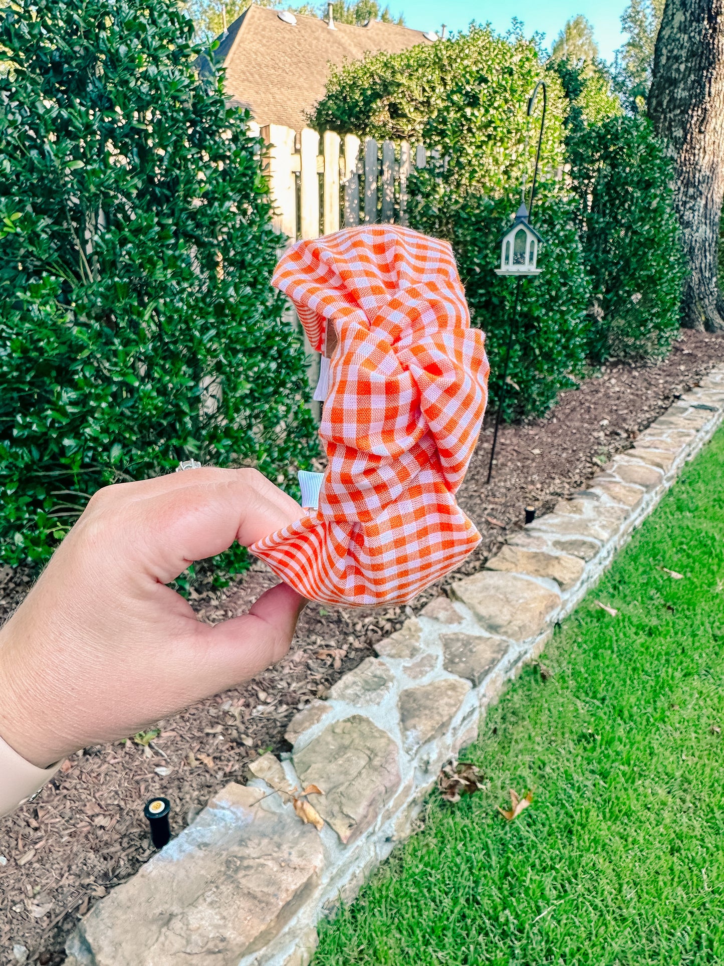 Orange Gingham Headband