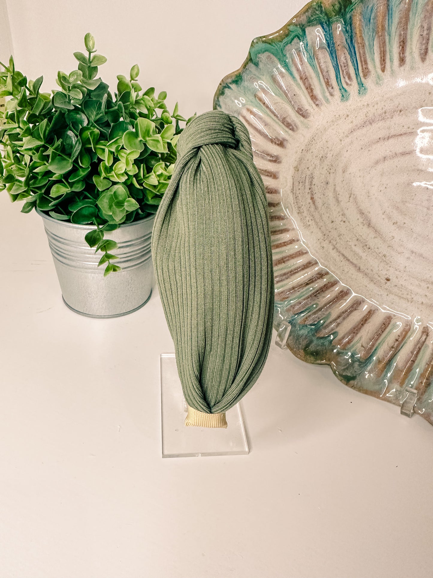 Green Ribbed Headband