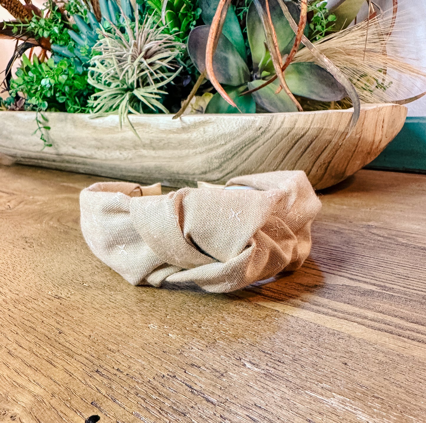 Tan Woven X Headband