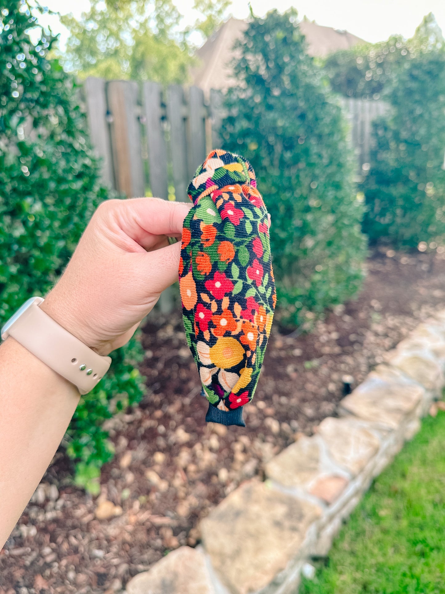 Corduroy Fall Floral Headband