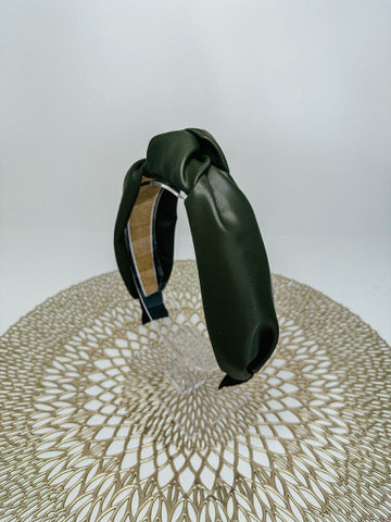 Olive Leather Headband