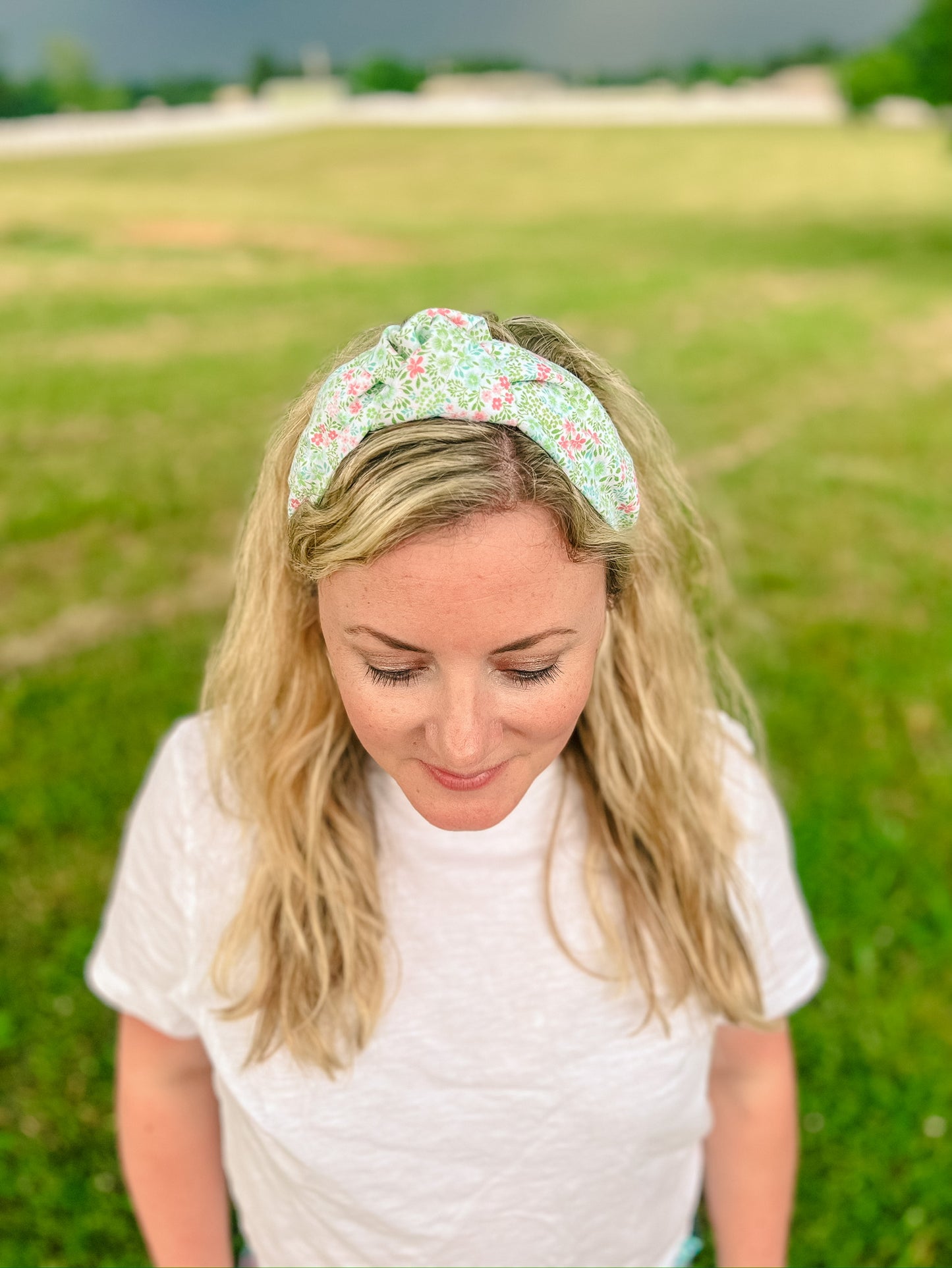 Green & Coral Floral Headband