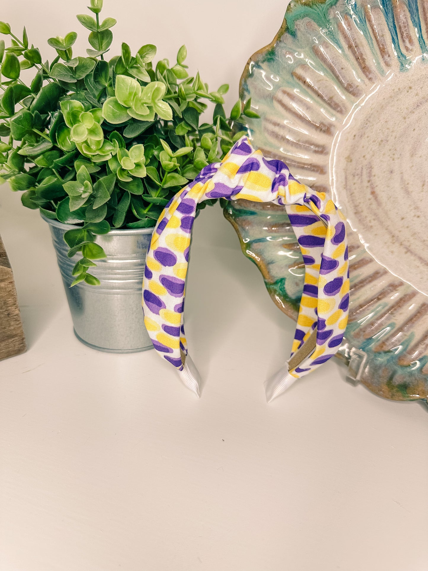 Purple and Yellow Paint Dabs Headband