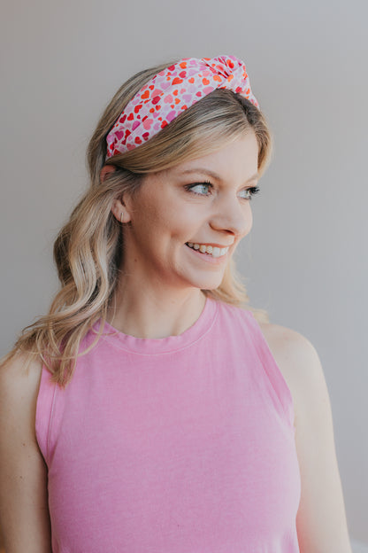 Pink and Red Hearts Headband
